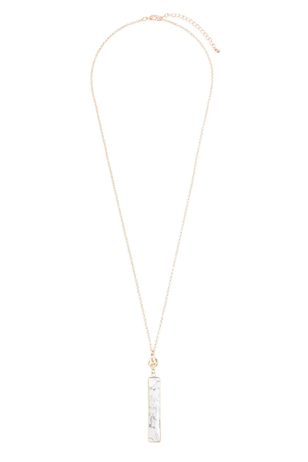 Hdn3116 - Bar Natural Stone Pendant Chain Necklace