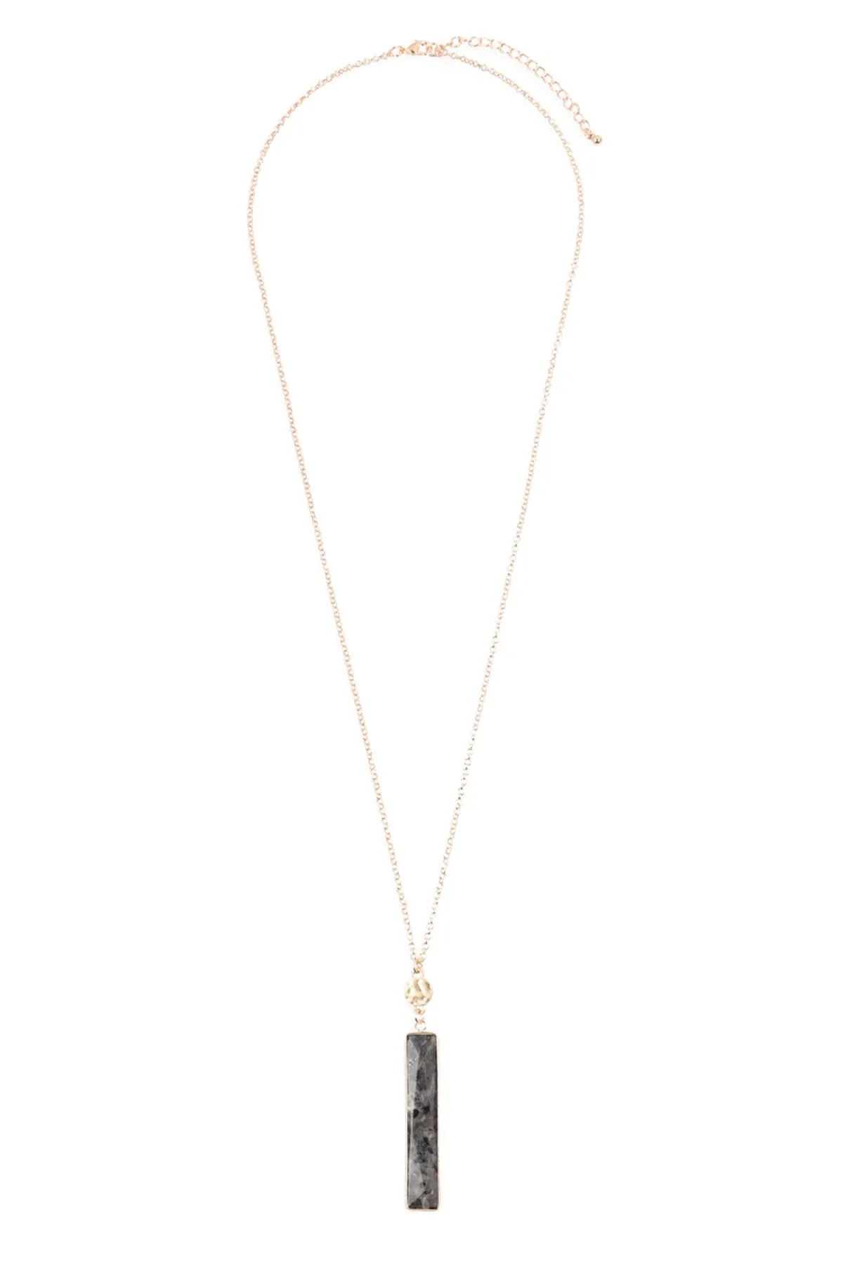 Hdn3116 - Bar Natural Stone Pendant Chain Necklace