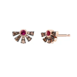 Helia Studs - Ruby / Cognac Diamonds