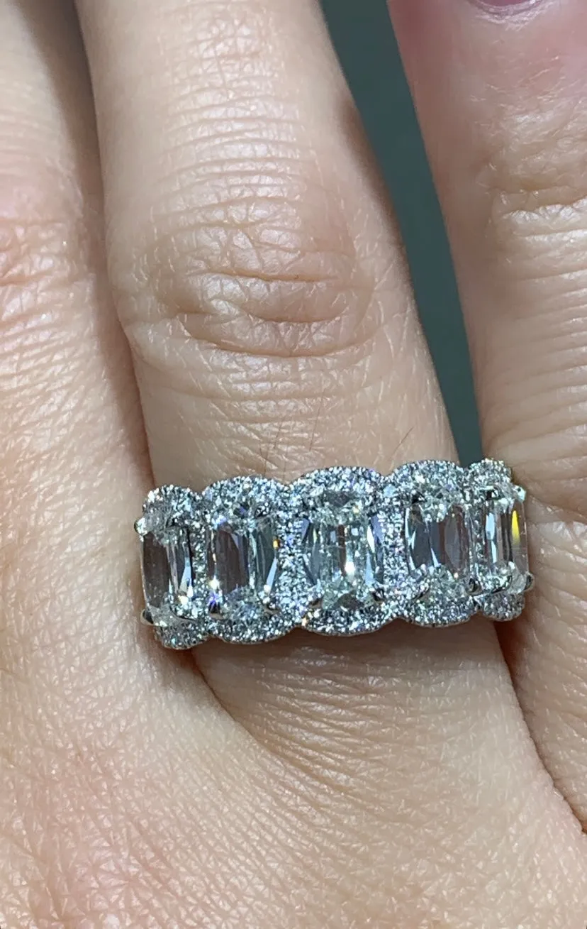 Henri Daussi Cushion Cut Five Stone 3.02ct tw Anniversary Diamond Ring