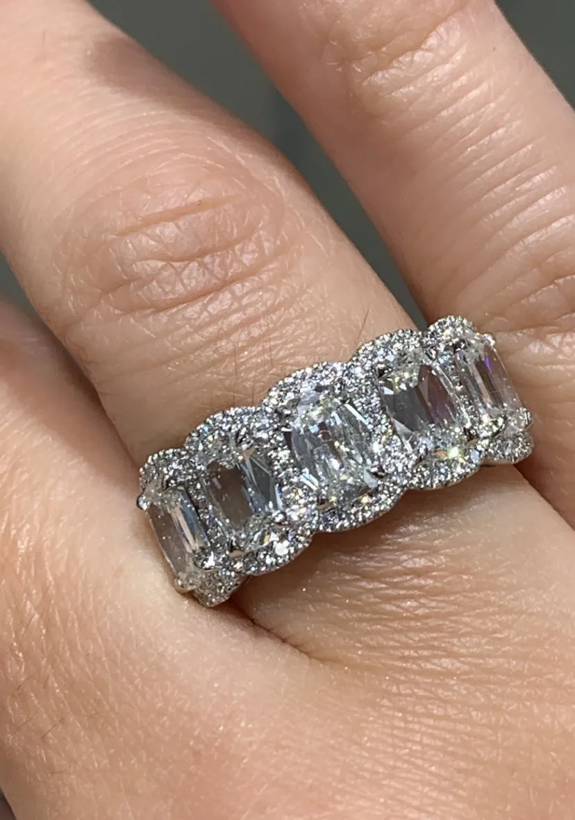 Henri Daussi Cushion Cut Five Stone 3.02ct tw Anniversary Diamond Ring