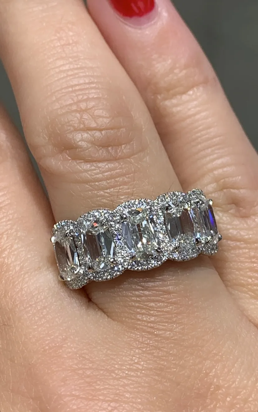 Henri Daussi Cushion Cut Five Stone 3.02ct tw Anniversary Diamond Ring