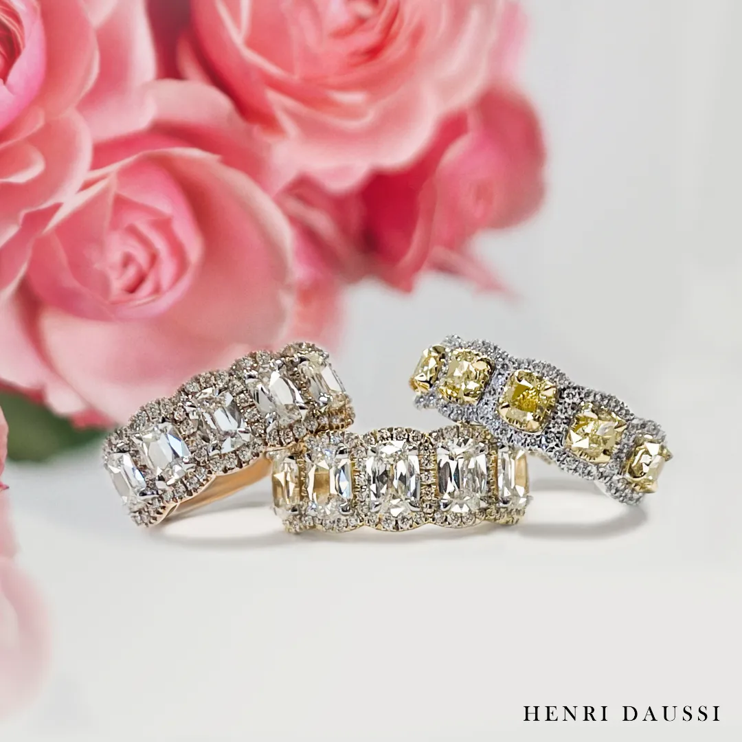 Henri Daussi Cushion Cut Five Stone 3.02ct tw Anniversary Diamond Ring
