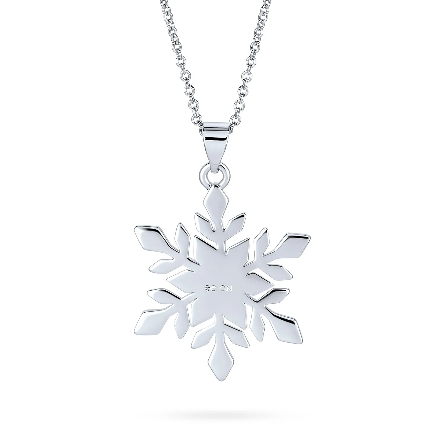 Holiday Pendant Necklace & Pearl Snowflake Earrings Jewelry Set Silver Plated