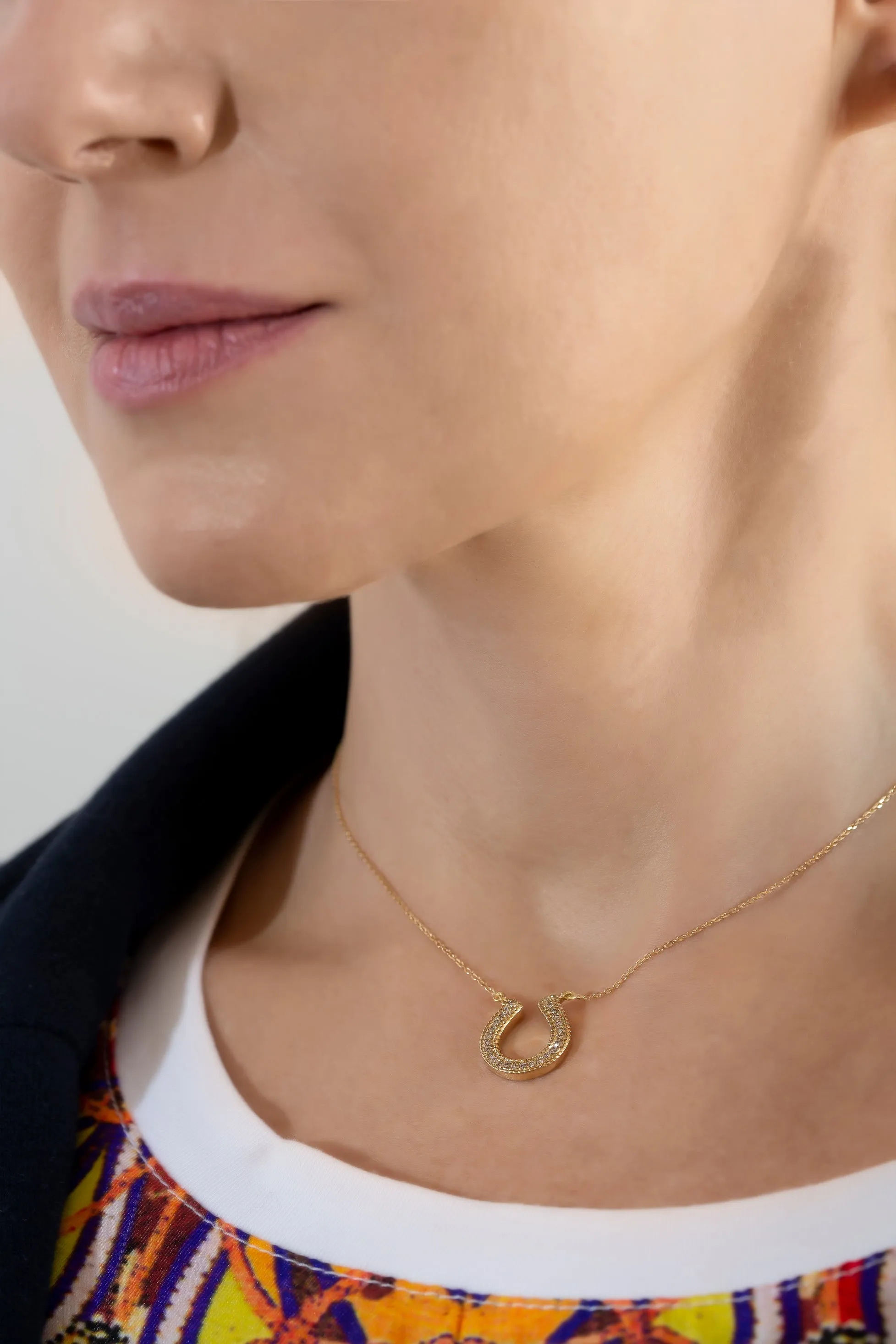 Horseshoe Necklace with Blue Sapphires
