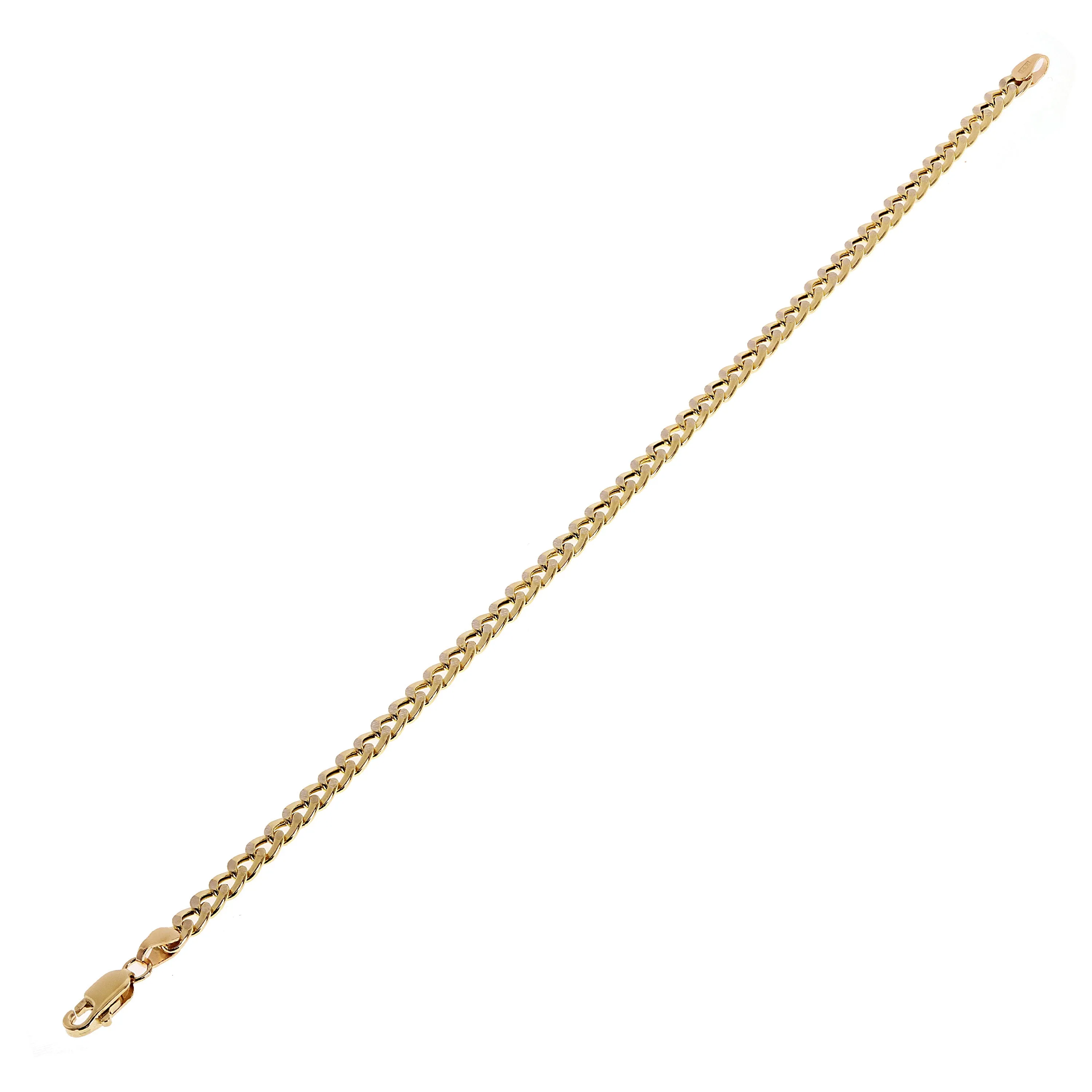 Italian 14k Two Tone Gold Cuban Chain Bracelet w/ White Pave 7.5" 3.8mm 2.9grams