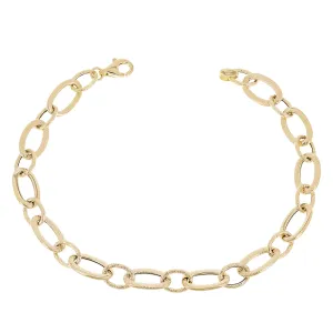 Italian 14k Yellow Gold Hollow Oval Link Bracelet 7.5" 7.2mm 2.8 grams