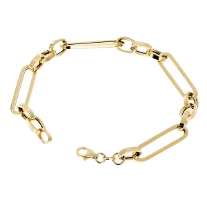 Italian 14k Yellow Gold Hollow Paper Clip Chain Bracelet  8" 6.5mm 4 grams