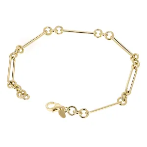 Italian 14k Yellow Gold Hollow Round & Paper Clip Bracelet 7.75" 5.3mm 2.6 grams