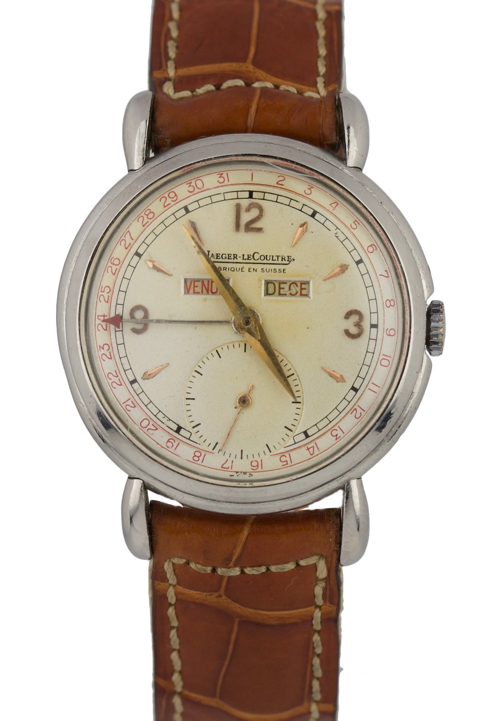 Jaeger LeCoultre 2904 Fabrique En Suisse Triple Calendar Wristwatch Tear Dropped