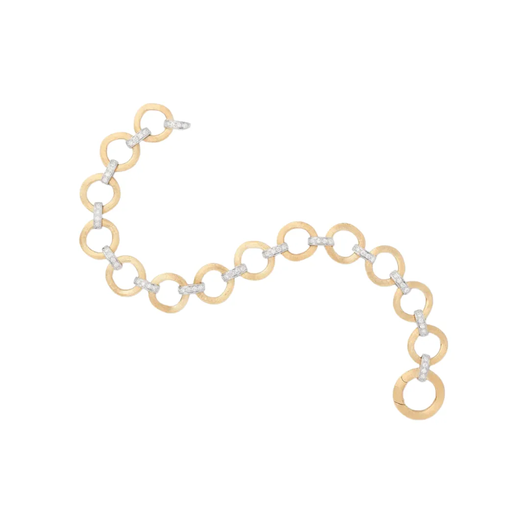 Jaipur Link 18K Yellow & White Gold Flat-Link Single Row Diamond Bracelet