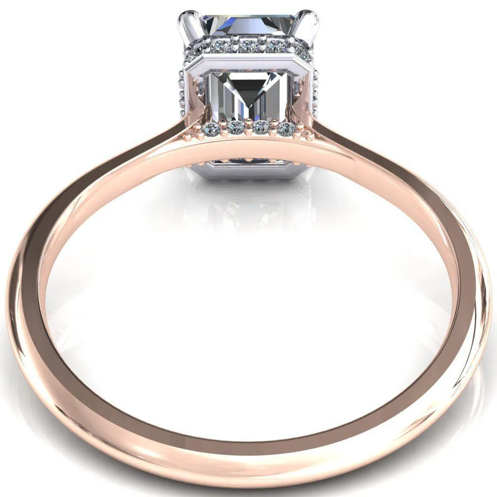 Janey Emerald Moissanite 4 Prongs Claw Floating Halo Inverted Cathedral Ring