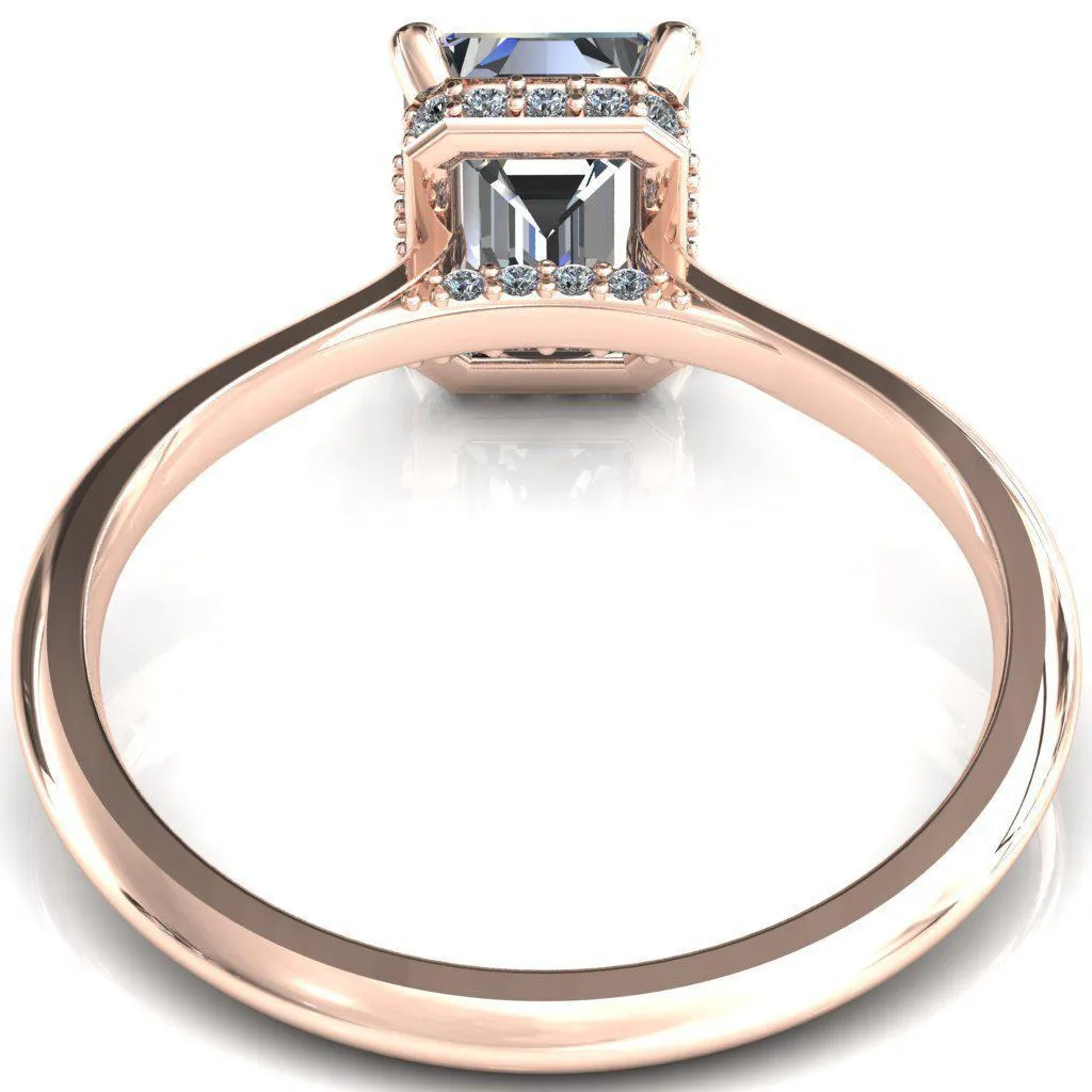 Janey Emerald Moissanite 4 Prongs Claw Floating Halo Inverted Cathedral Ring
