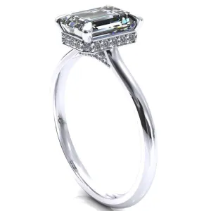 Janey Emerald Moissanite 4 Prongs Claw Floating Halo Inverted Cathedral Ring