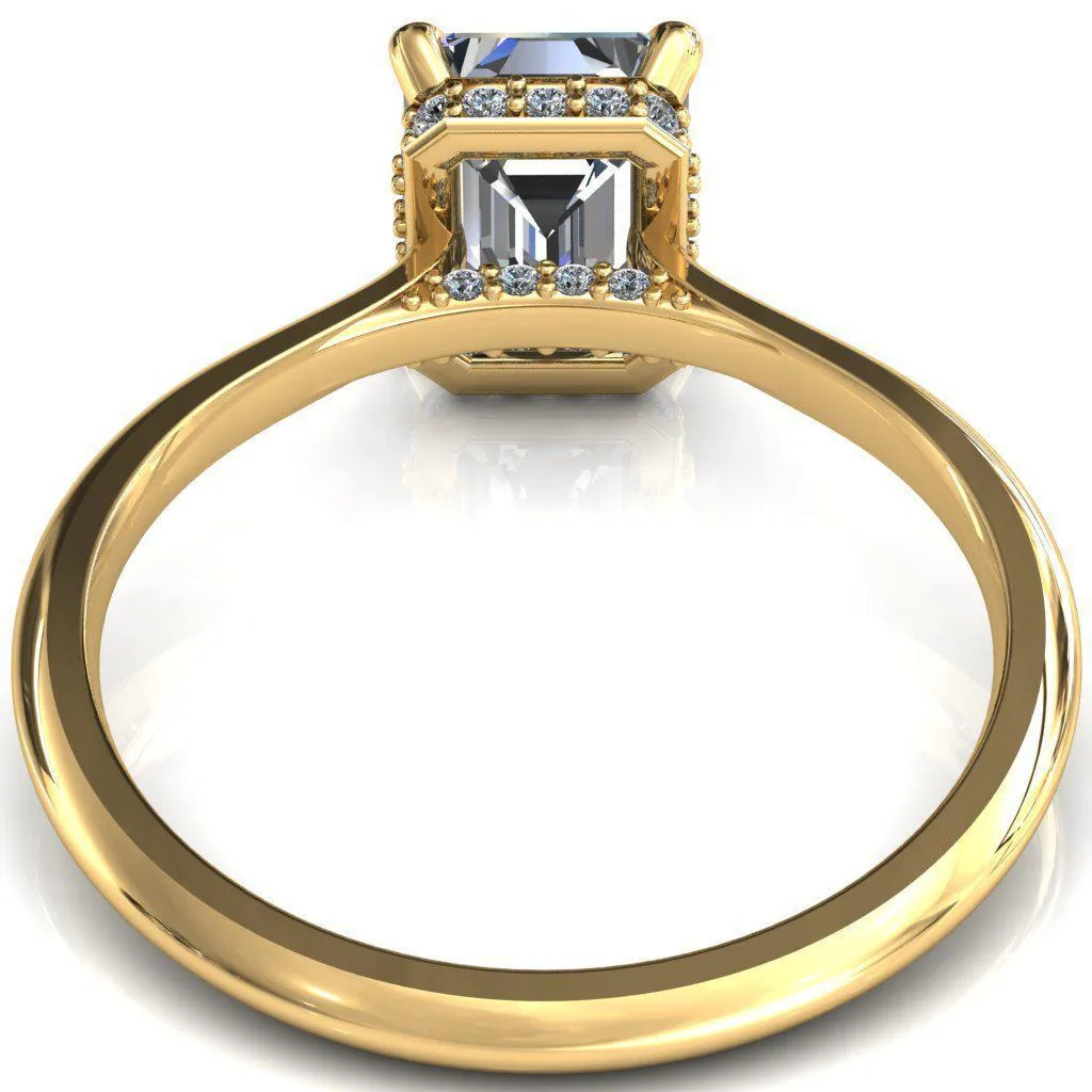 Janey Emerald Moissanite 4 Prongs Claw Floating Halo Inverted Cathedral Ring