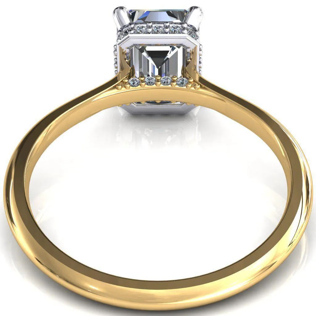Janey Emerald Moissanite 4 Prongs Claw Floating Halo Inverted Cathedral Ring