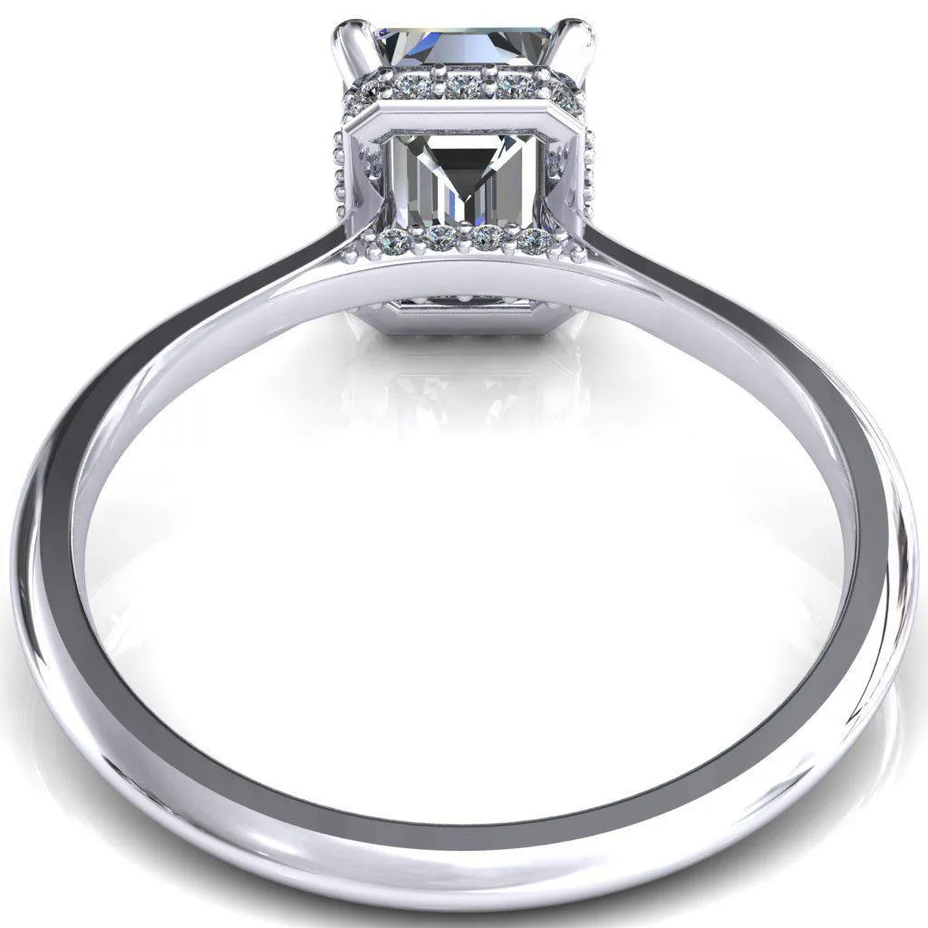 Janey Emerald Moissanite 4 Prongs Claw Floating Halo Inverted Cathedral Ring