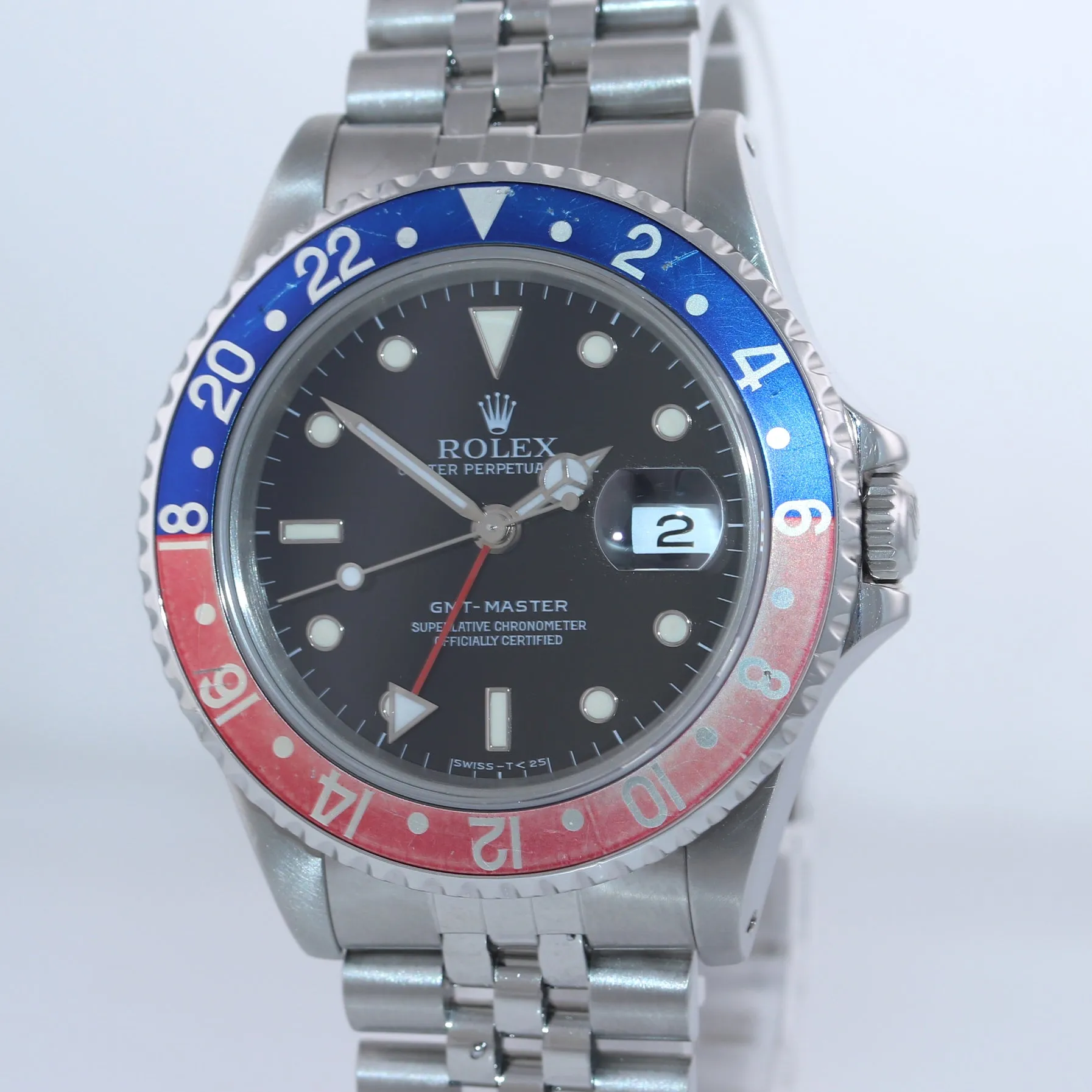 JUBILEE Rolex GMT-Master Tritium Pepsi Blue Red Steel 16700 40mm Watch 16710