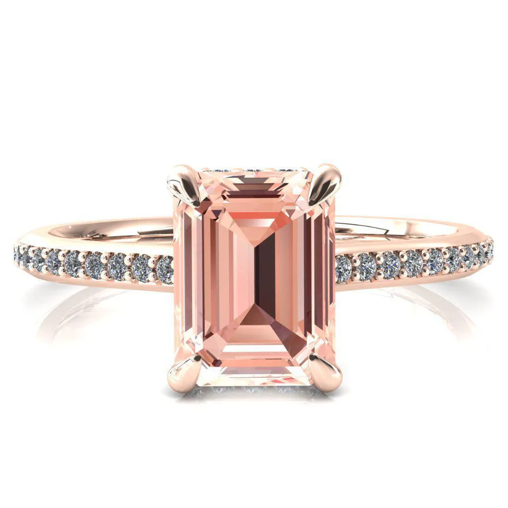 Kiki Emerald Champagne Sapphire 4 Prongs Claw Floating Halo 1/2 Pinpoint Inverted Cathedral Ring