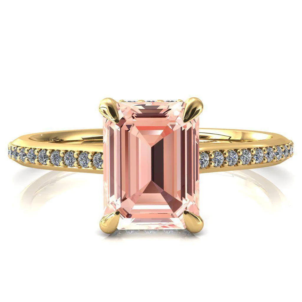 Kiki Emerald Champagne Sapphire 4 Prongs Claw Floating Halo 1/2 Pinpoint Inverted Cathedral Ring