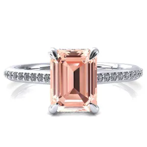 Kiki Emerald Champagne Sapphire 4 Prongs Claw Floating Halo 1/2 Pinpoint Inverted Cathedral Ring
