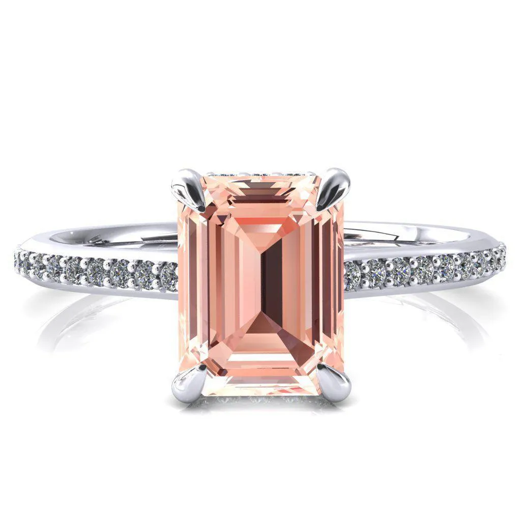 Kiki Emerald Champagne Sapphire 4 Prongs Claw Floating Halo 1/2 Pinpoint Inverted Cathedral Ring