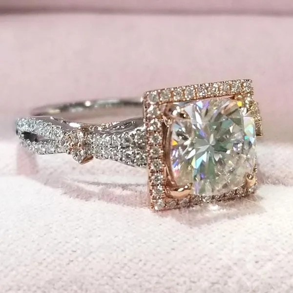 Kirk Kara "Pirouetta" Large Cushion Cut Halo Diamond Engagement Ring