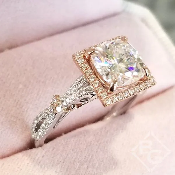 Kirk Kara "Pirouetta" Large Cushion Cut Halo Diamond Engagement Ring