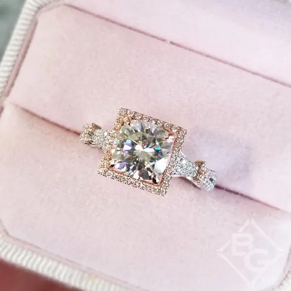 Kirk Kara "Pirouetta" Large Cushion Cut Halo Diamond Engagement Ring