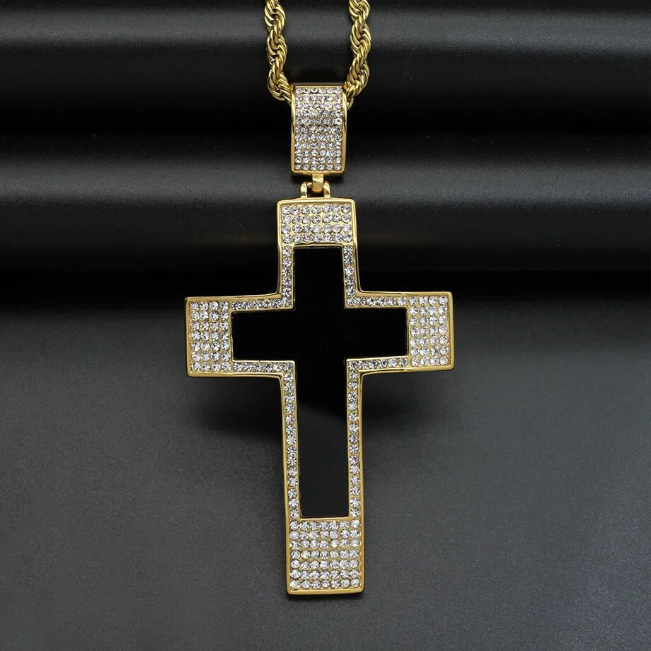 Knights Templar Necklace - Iced Out Bold Cross Pendant
