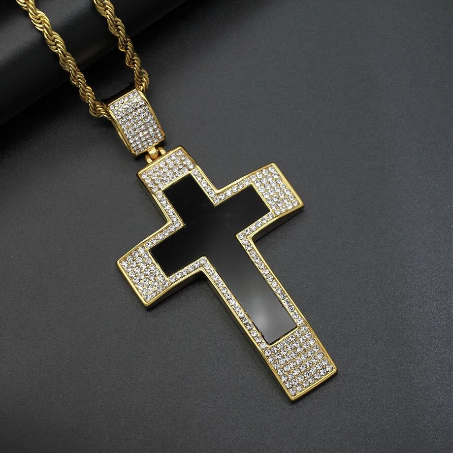 Knights Templar Necklace - Iced Out Bold Cross Pendant