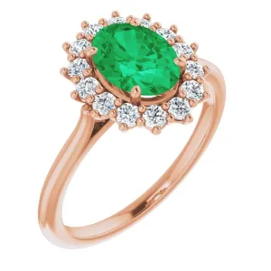 Lab-Grown Emerald & 3/8 CTW Natural Diamond Ring