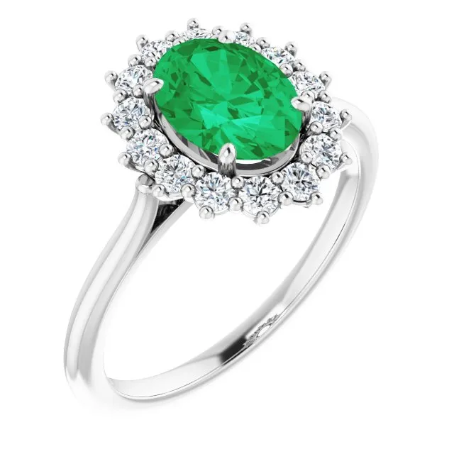 Lab-Grown Emerald & 3/8 CTW Natural Diamond Ring