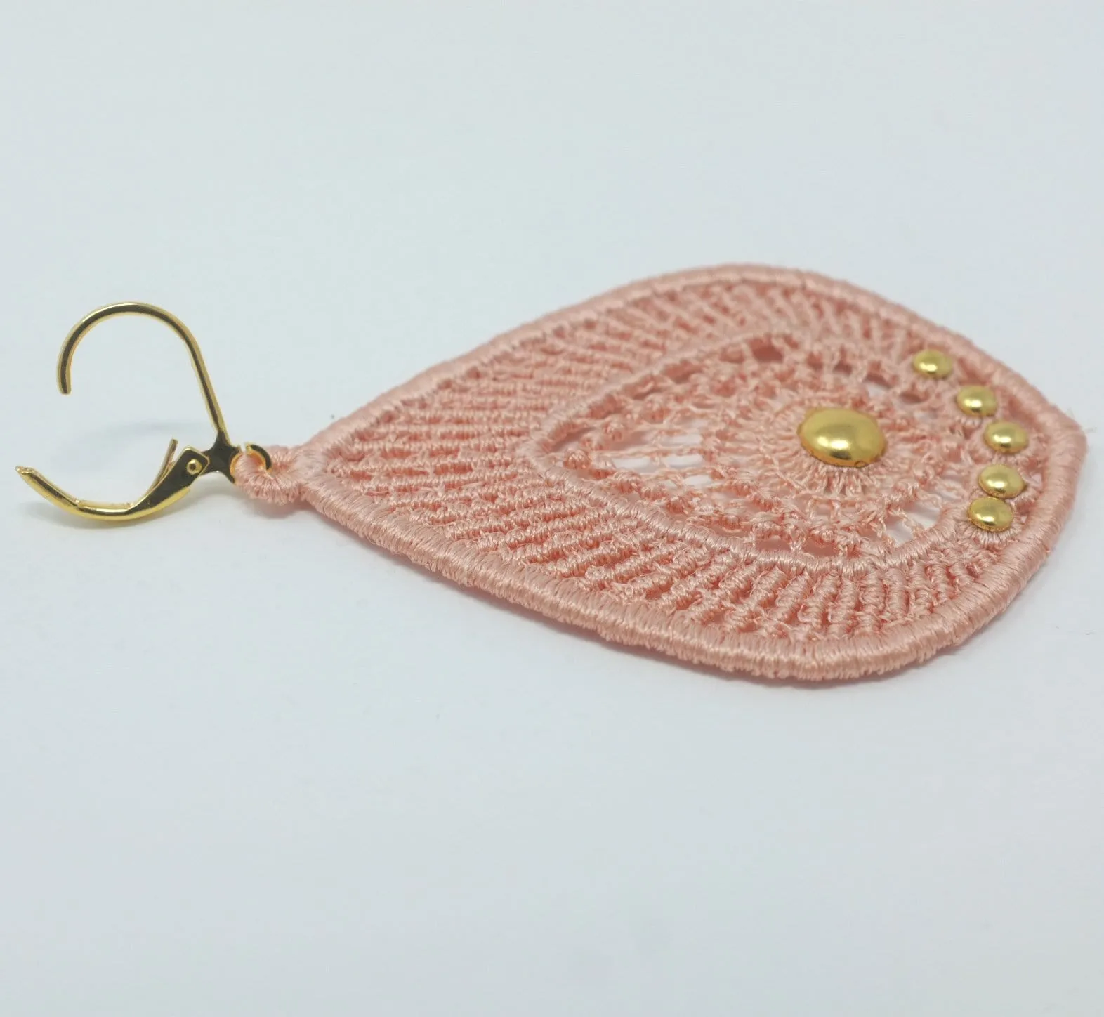 Lace Teardrop Earrings with Gold Studs