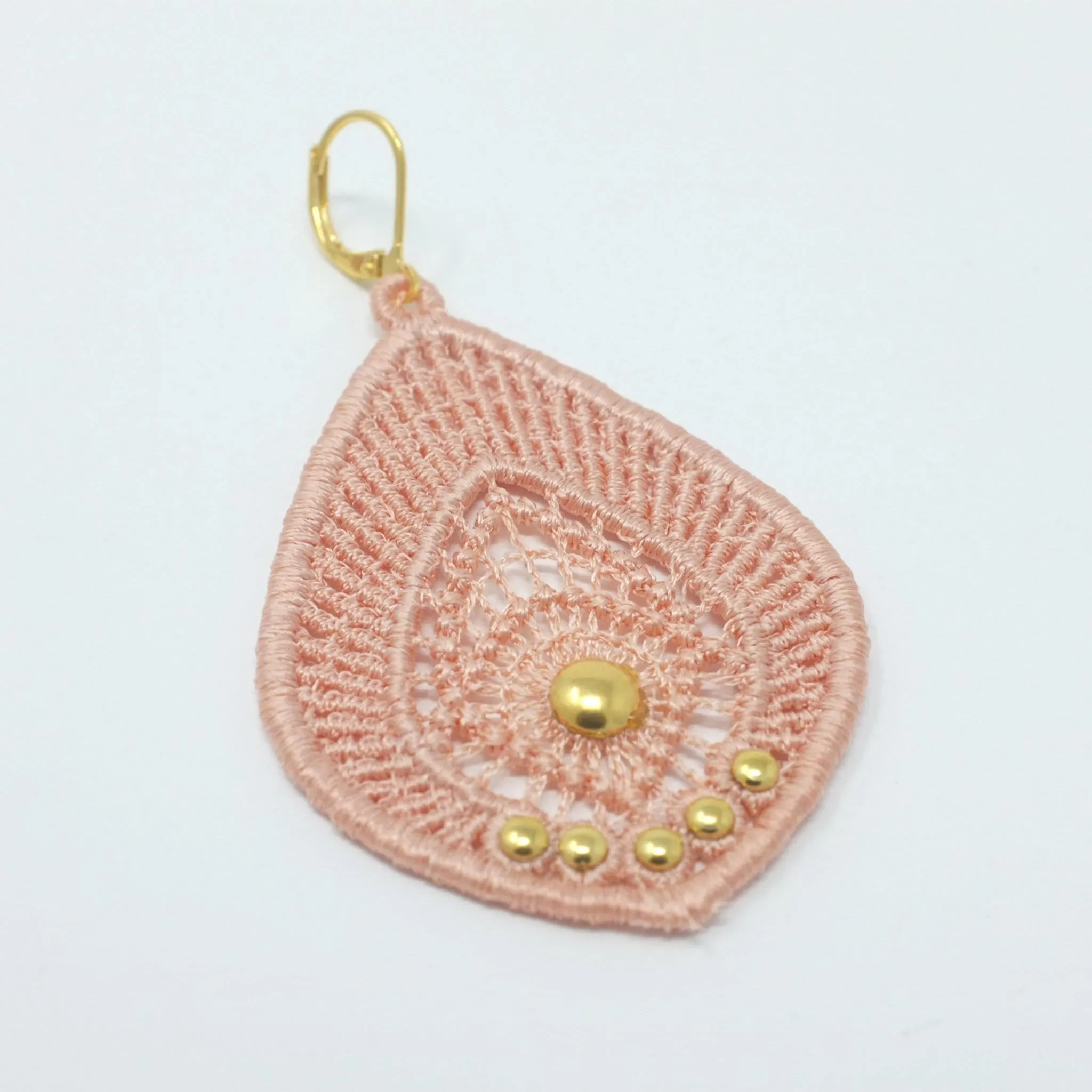 Lace Teardrop Earrings with Gold Studs