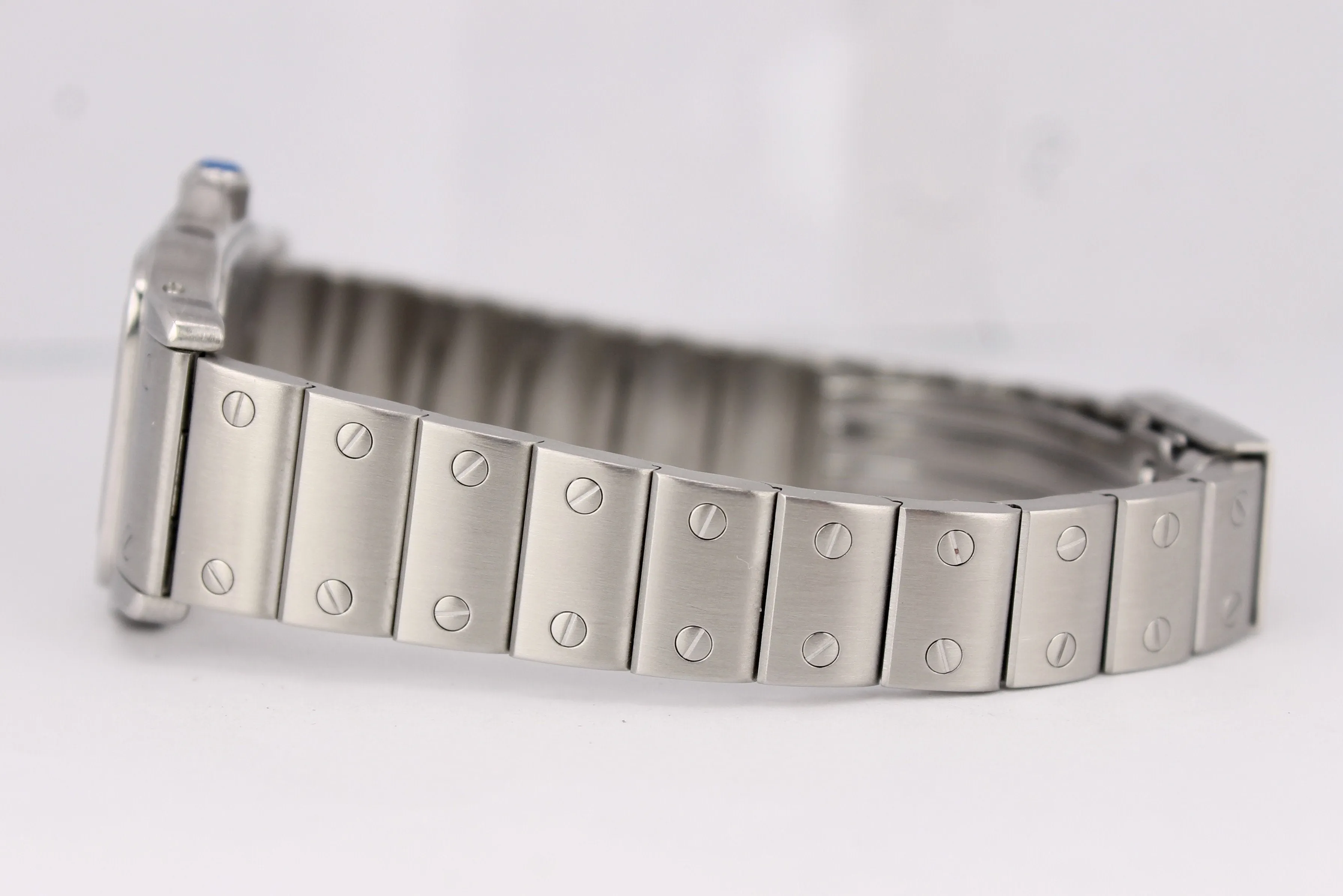 Ladies Cartier Santos 9057930 Ivory White 24mm Quartz Stainless Swiss Watch