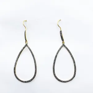 Large Teardrop Diamond and Gold Vermeil Earrings
