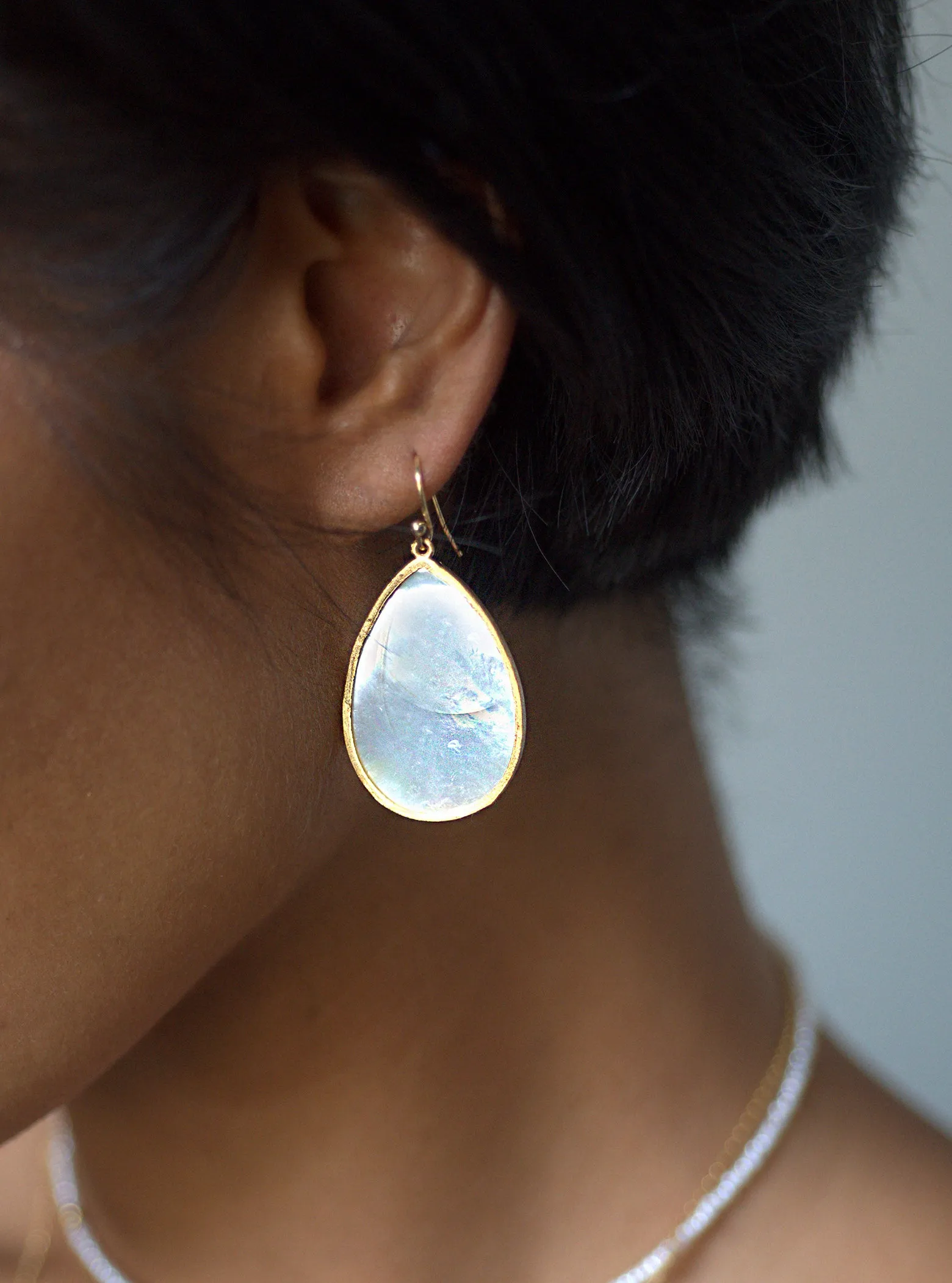 Large Teardrop MOP Earrings