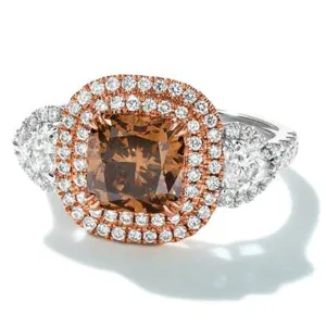 Le Vian Couture Large Cushion Cut Chocolate Diamond Double Halo Ring