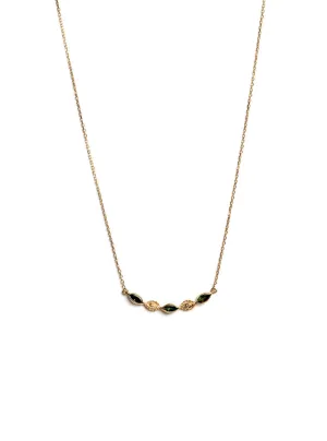 Levant Curved Necklace with Diamonds and Green Tourmalines
