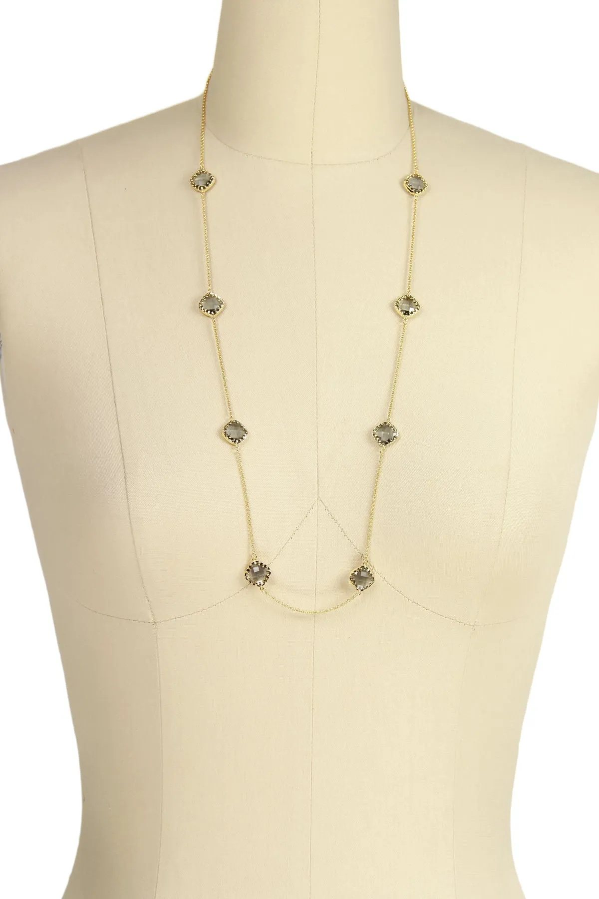 Light Smoke Gold Drop Necklace