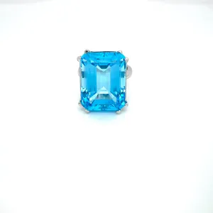 Lisa Nik Emerald Cut Sky Blue Topaz Ring