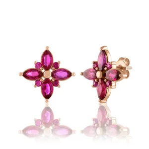 Lisa Nik Ruby Flower Earring