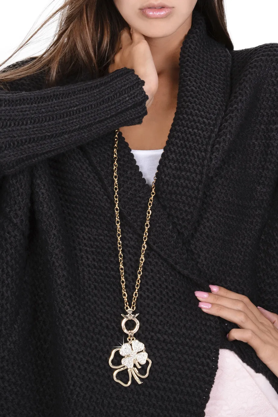 LUCKY CLOVER Gold Crystal Pendant