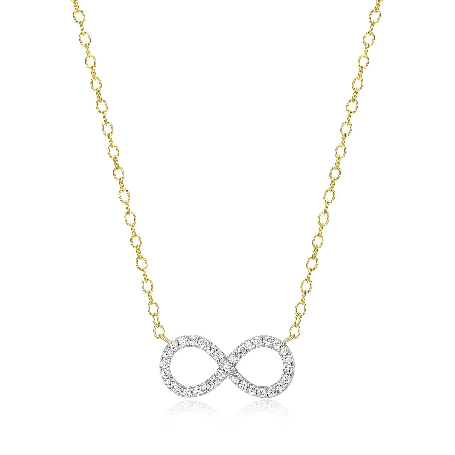 M by Monte Luna LG Diamond Infinity Necklace in 18K Yellow Gold/Rhodium Plated Sterling Silver