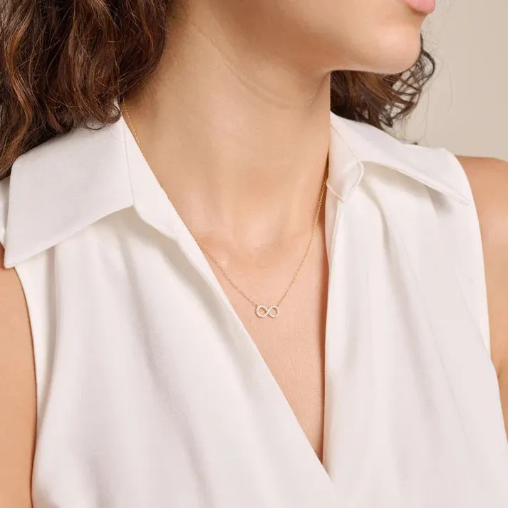M by Monte Luna LG Diamond Infinity Necklace in 18K Yellow Gold/Rhodium Plated Sterling Silver
