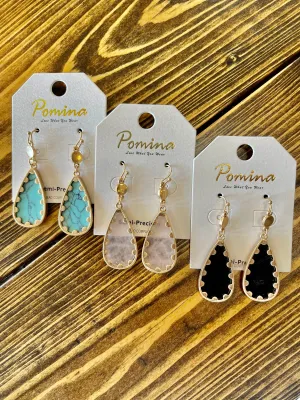 Marble Stone Colored Teardrop Earrings