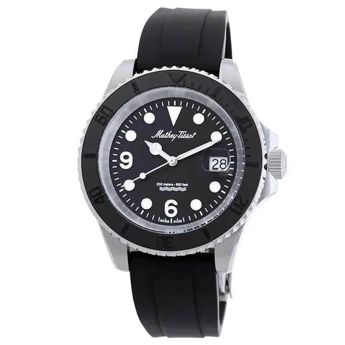 Mathey-Tissot Silicone Analog Quartz Black Dial Men's Watch - H909An