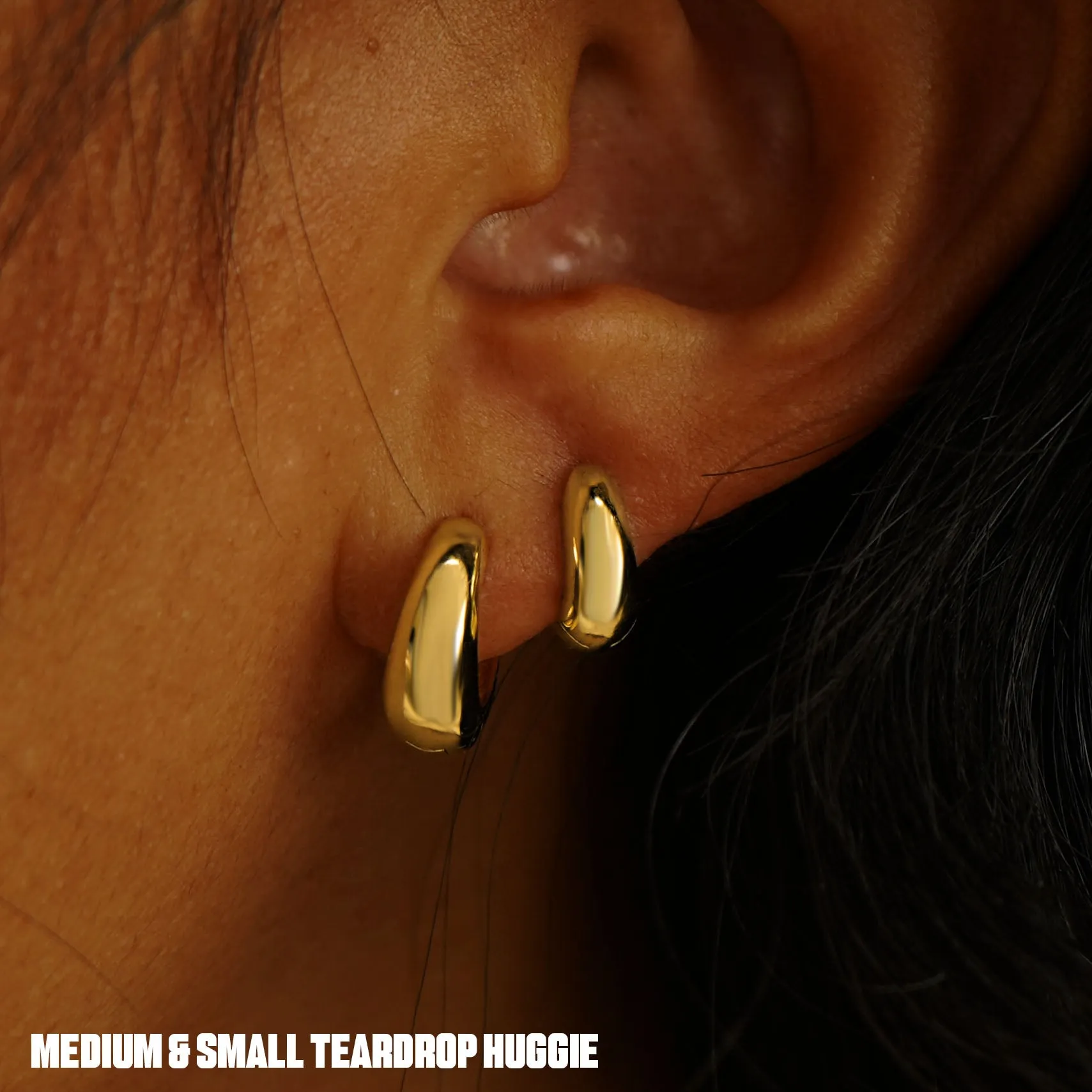 Medium Teardrop Huggie Hoops