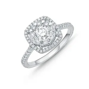 Memoire Bouquet Cushion Halo Engagement Ring